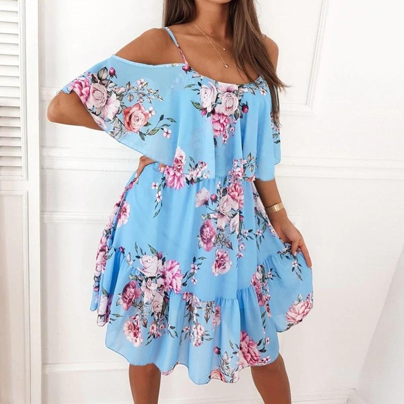 2025 new spring chiffon strapless printing sexy dress fashion dress 1