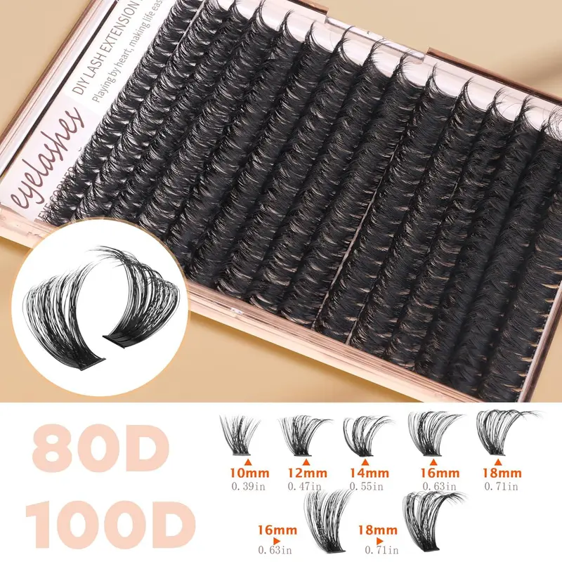 Black Eyelash Extensions Kit, 1 Set Including 294pcs D Curl Eyelashes, 1 Eyelash Glue & 1 Tweezers, Professional Eye Makeup Accessories for Women, Cosmetic, DIY Cluster Lash 1