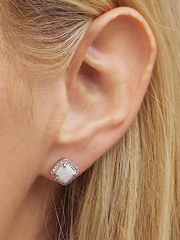 Elegant Artificial Zircon Decorated Stud Earrings, 2pcs/set Cute Fashion Rhinestone Decor Stud Earrings for Women, Anniversary Birthday Jewelry Gift 7