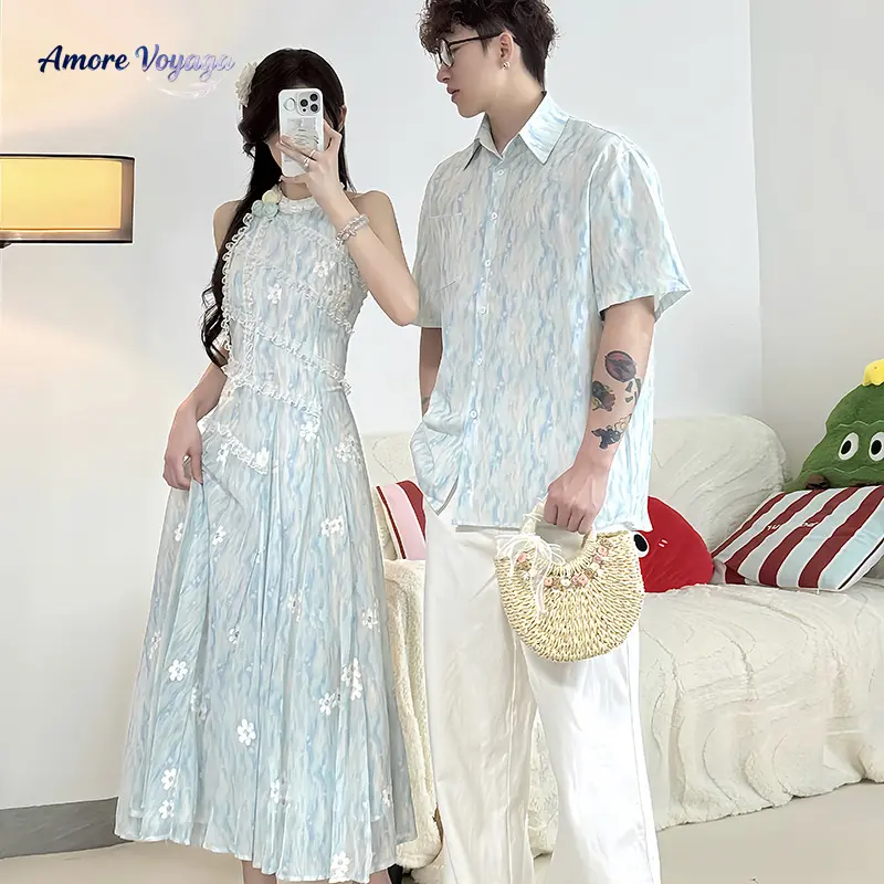 Couple outfits for summer beach vacations, casual and comfortable camisole  women's dress, neck hanging design for outdoor travel, perfect for  honeymoons or romantic trips - TikTok Shop Philippines