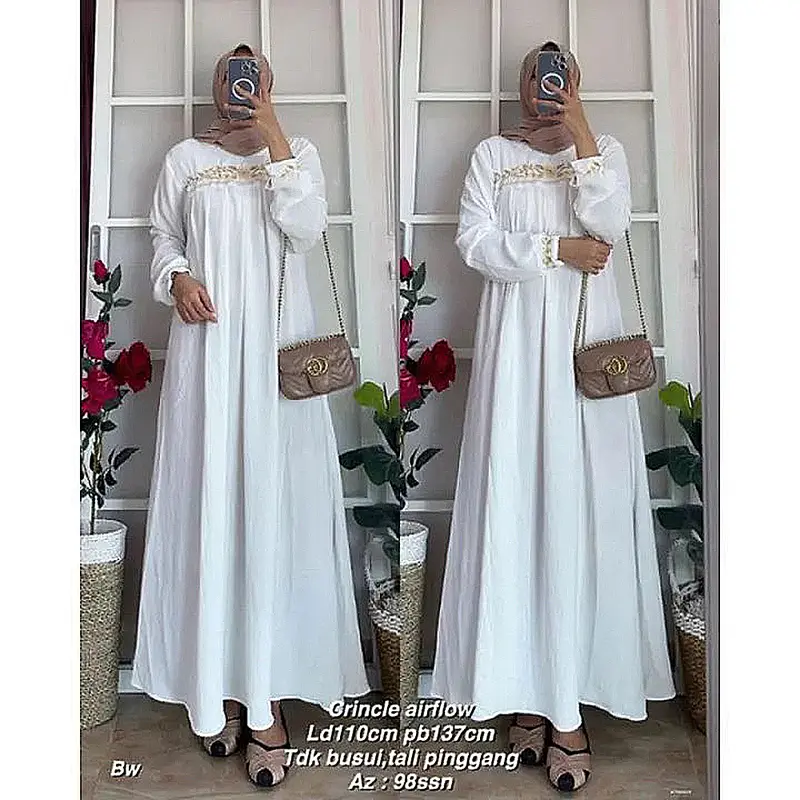 Gamis AZKIYA MAXY DRESS BORDIR crinkle airflow premium 7