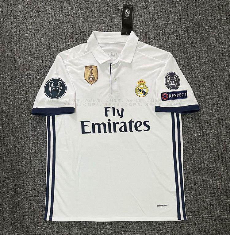Product Introduction of Real Madrid 2016-2017 Home Uniform Champions League Short Sleeve Soccer Jersey No. 7 Cristiano Ronaldo No. 4 Ramos Bale Retro Custom Team Uniform 8