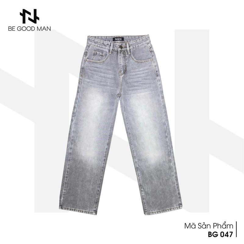 BG Suông 047 - N&N - Quần Jean Nam Dáng Baggy Ống Suông Rộng Màu Xám Rách Thời Trang quần  jean  nam  ống  suông  rộng 0