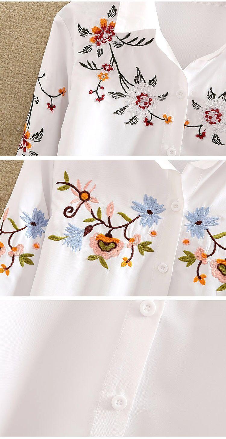 Product Introduction of Áo Sơ Mi Thêu Mới Cho Nữ, Áo Sơ Mi Dài Tay Có Lớp Cơ Sở, Cộng Với Chất Béo, Cộng Với Kích Thướ, Áo Sơ Mi Trắng Cho Nữ, Mùa Xuân 2022 10