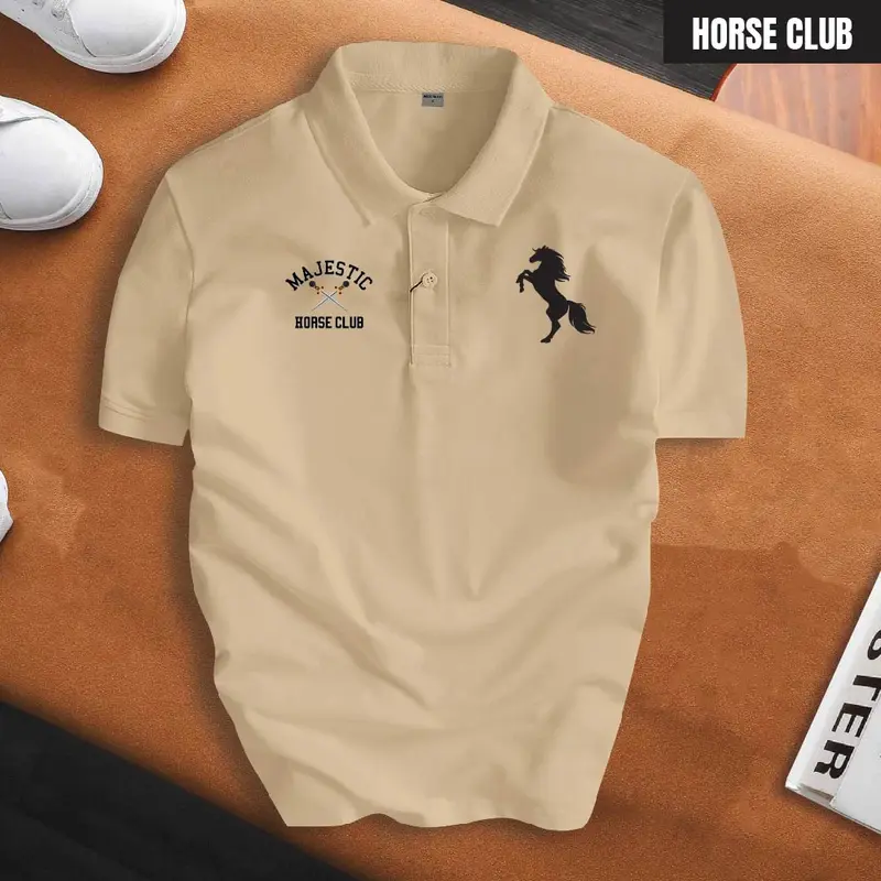 Áo Polo basic HORSE CLUB nam nữ cổ bẻ vải xịn Unisex, thanh lịch Menswear Shirt Có Cổ Thun Ngắn Tay Cộc Tay 4