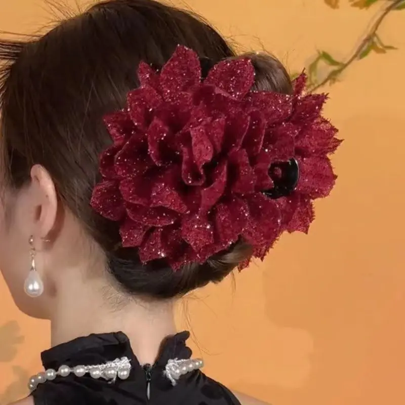 Kẹp Tóc Hoa Lưới, Màu Đen Thời Trang, Dành Cho Nữ, Kẹp Tóc Đuôi Ngựa Cá Mập, cài tóc, Kẹp Tóc Càng Cua Hoa Thanh Lịch, Phụ Kiện Tóc 2