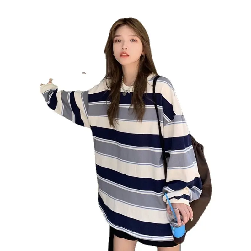 🌬️Women's Relaxed Stripe Tee 2025 | Slimming Vertical Stripes Long Sleeve | Airy Office & Streetwear✨