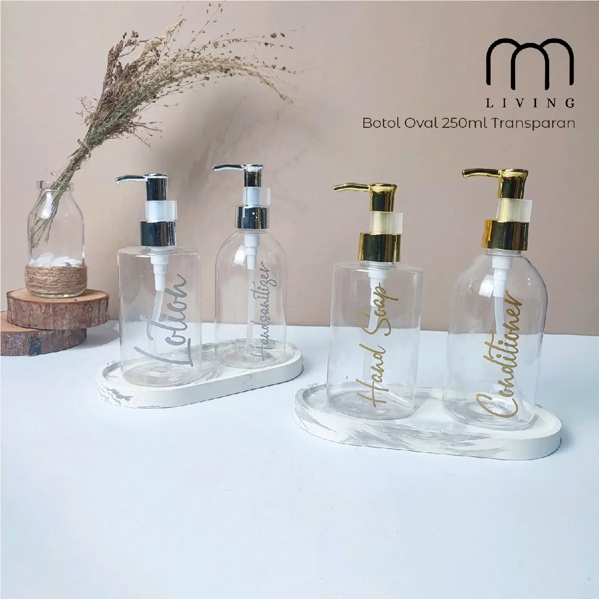 Botol Sabun Cair 250ml DIOLY & OVAL TRANSPARAN GOLD SILVER