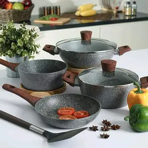 Cypruz Marble Cookware set of 7pcs Panci Anti Lengket Menggoreng Tanpa Minyak Peralatan Dapur