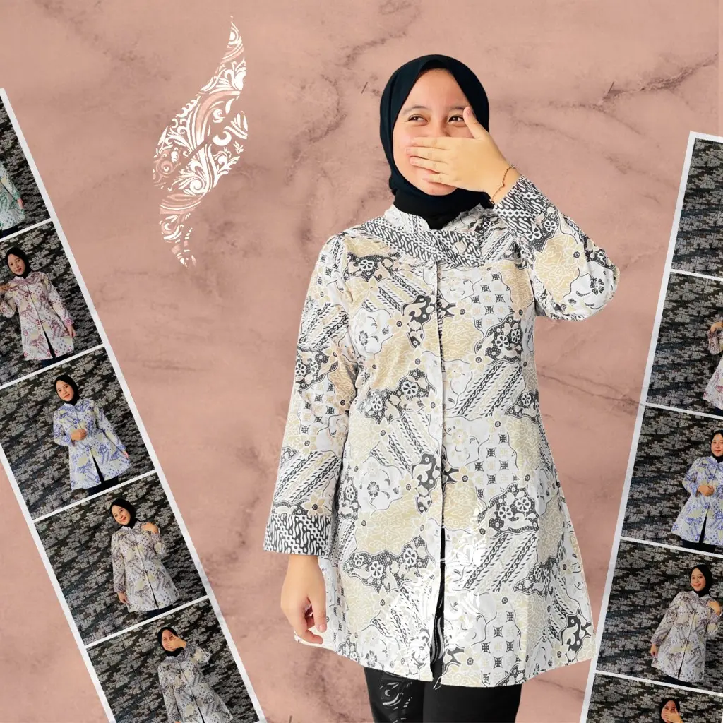 Fiona Tunik Batik Istimewa Modern 2025 Dress Panjang Atasan  Formal Casual Terlaris Atasan Kerja