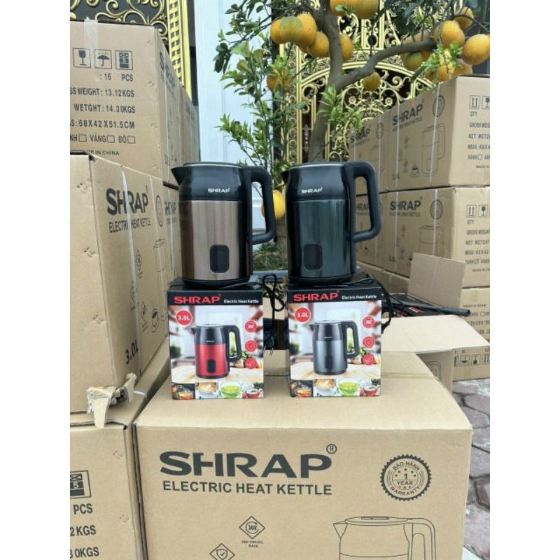Ấm Đun Nước SIÊU TỐC SHRAP CAO CẤP Hai Lớp Chống Bỏng Tự Động Ngắt DUNG TÍCH 3 LÍT TIỆN DỤNG