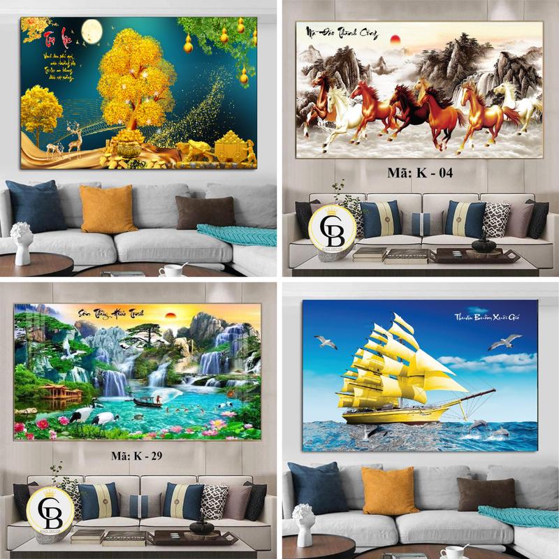 Tranh 60x120cm Tráng Gương, tặng kèm đinh 3 chân chuyên dụng Phòng Khách Treo Tường Decor Tường Treo Phòng Trang Trí Nhà gấu