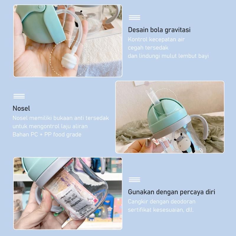 Product Introduction of LAKOE Bayi minum cangkir dengan jerami gravitasi bola ketel bayi minum cangkir anti-tersedak dan mudah untuk dilaksanakan Biru Accessories Botol Sedotan Bottle 18