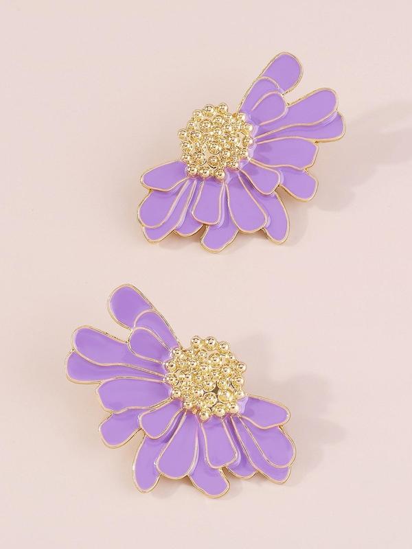 Vintage Flower Design Dangle Earrings, Fashionable Jewelry for Women, Trendy All-match & Exquisite Jewelry for Birthday Gift 2