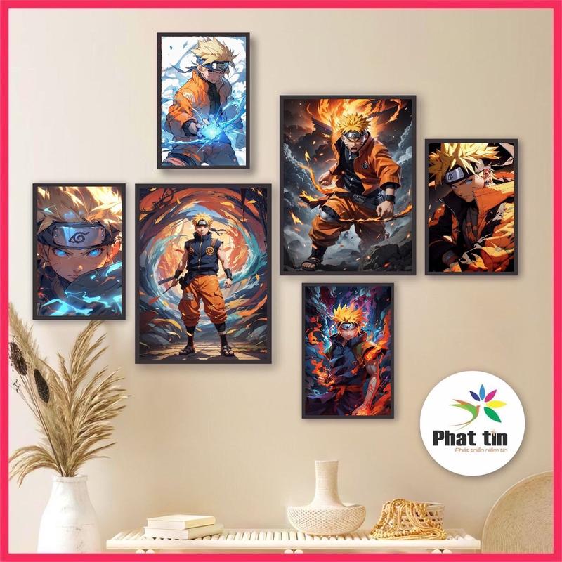 8 mẫu tranh anime, naruto, kakashi, sasuke, tranh formex dán tường, không sài khung, dày 5mm, có sẵn keo, decor tường phòng chơi game, phòng trọ, góc làm việc.