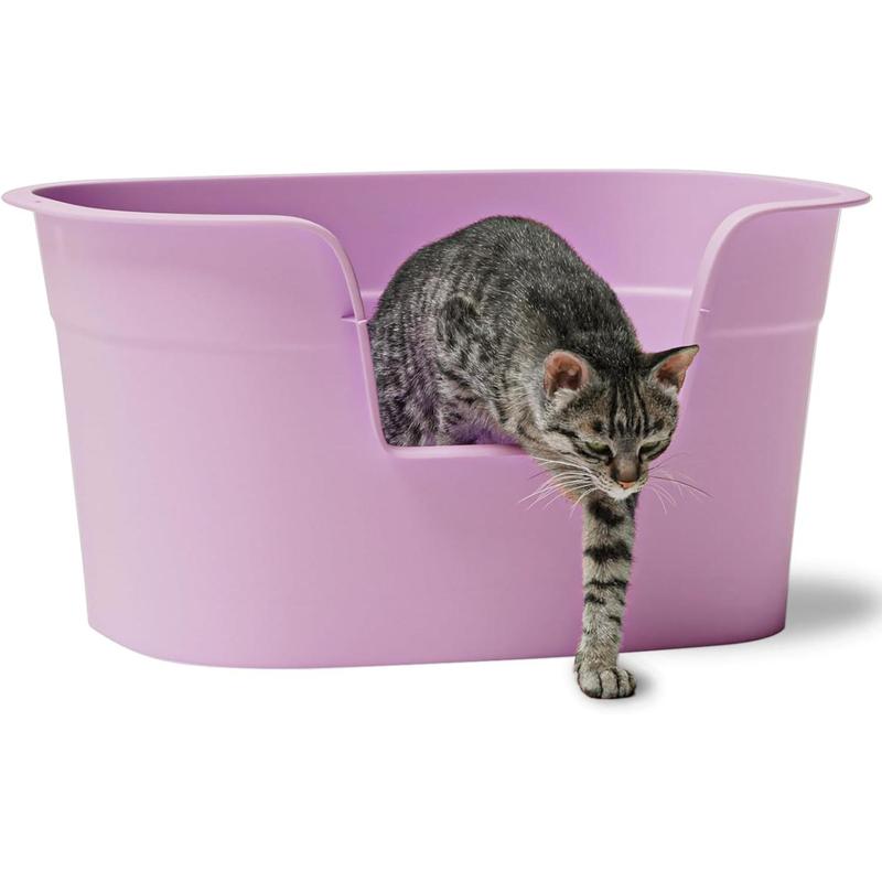 TikTok Shop Large Litter Box with High Sides Litter Box Large Kitty Litter Box High Sided Litter Box Tool Free Assembly Purple