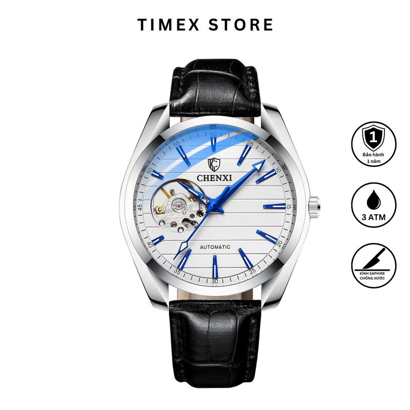 Đồng hồ cơ Chenxi CX8806 lộ tim cơ, dây da bò cao cấp - Tặng khóa Luxury - Chống nước 3ATM, BH 12 tháng Nam Watch
