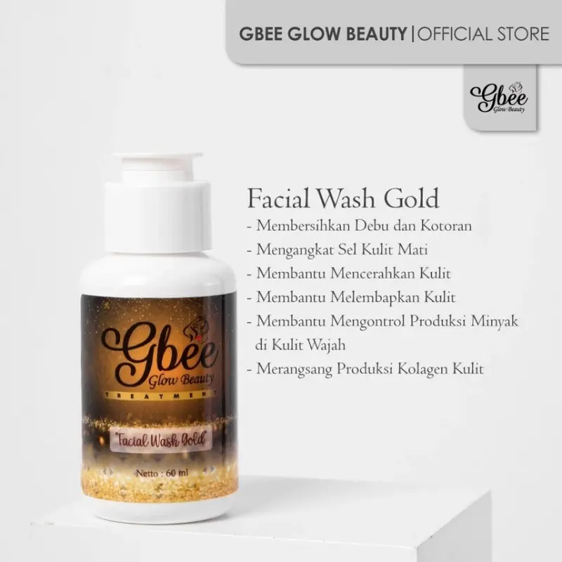 FACIAL WASH GOLD GBEE GLOW BEAUTY Semua Jenis Kulit Wajah Muka Berjerawat Berminyak Acid Perawatan Mencerahkan Hitam Pelembab Kering 1