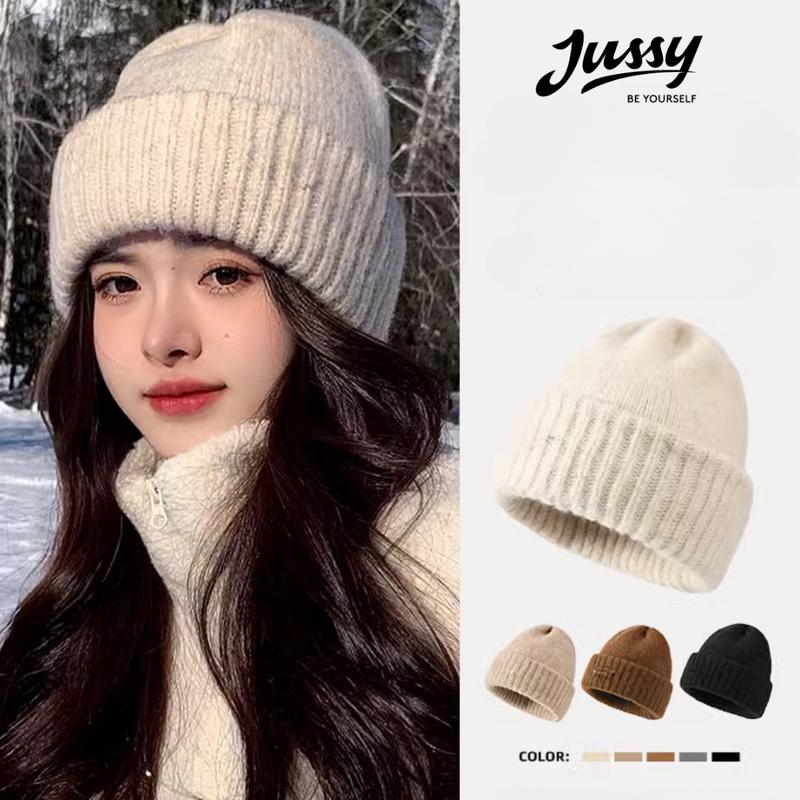 Mũ Len Beanie Trơn Hàn Quốc JML30 Jussy Official Nón Len Nam Nữ Unisex Chất Len Dày Siêu Ấm Áp Màu Nâu Be Vintage Voi Hat
