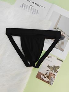 Ropa interior sexy de hombre tipo tanga triangular con tela de seda helada, fresca y transpirable para uso casual, diseño de espalda calada para exteriores y gimnasio
