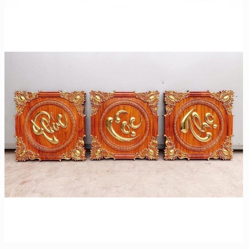 Tranh tam đa Phúc Lộc Thọ bộ 3 chữ - Gỗ hương đỏ KT 30x30x4cm