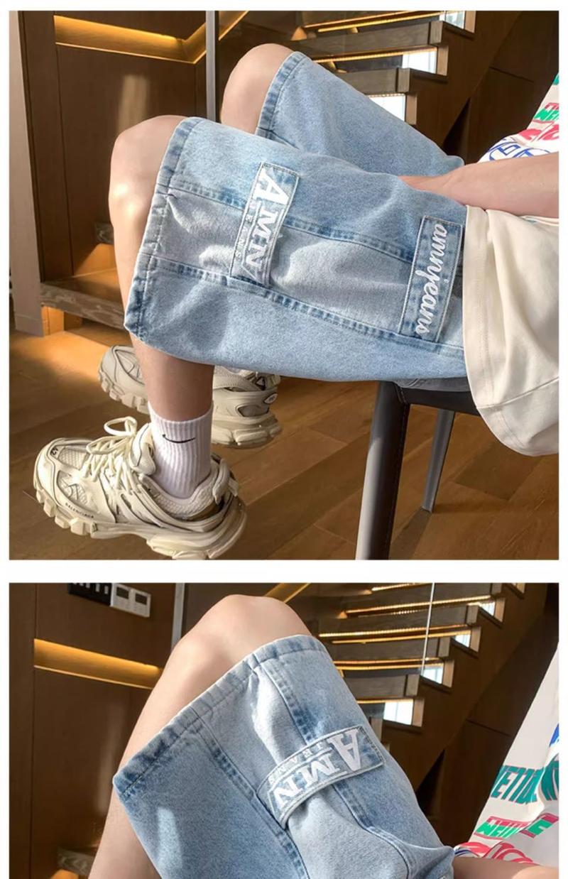Product Introduction of 2025 [1044 People Collected] Men's Summer Thin American Style Cargo Five-Point Denim Shorts Men's Pants Ins Trend Versatile Loose Straight-Leg 19