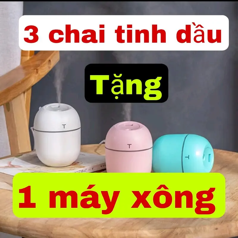 Combo 3 chai tinh dầu tặng ngay 1 máy xông, tinh dầu thiên nhiên xua đuổi côn trùng thư giản thoải mái 0