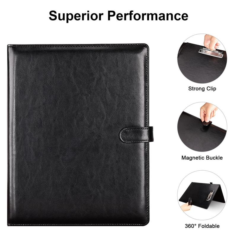 A4 Pu Leather File Folder without Pen, 1 Count Magnetic Buckle Design Foldable Clipboard Writing File Folder with Pocket, Portable Stationery Supplies for Home and Office, Student Stationery 3