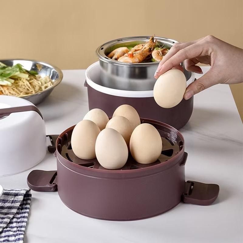 ￼Hộp đựng cơm hâm nóng cắm điện 3 tầng, cặp lồng cơm văn phòng giữ nhiệt, hâm nóng nhanh thức ăn lõi inox cao cấp 0
