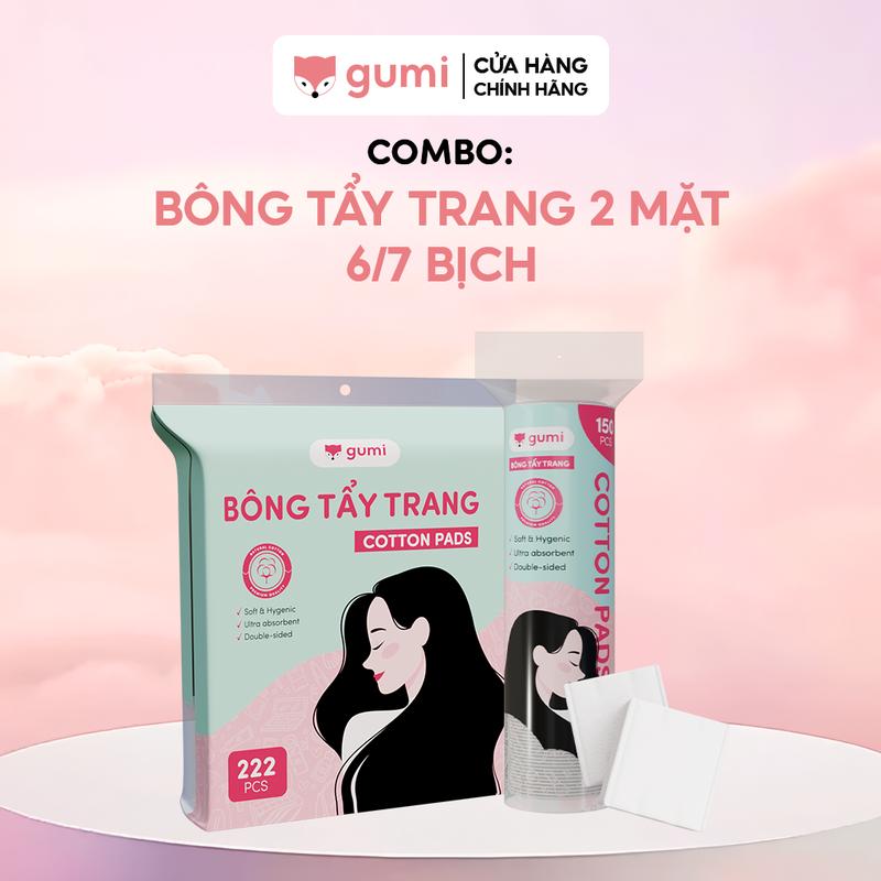 (Mall) Combo 6/7 gói bông tẩy trang Gumi cotton cao cấp.