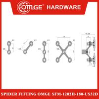 Gambar Spider Fitting/Klem Kaca Laba-laba OMGE SFM-1202H-180-US32D dari OmgeHardware Kota Administrasi Jakarta Utara 2 Tokopedia