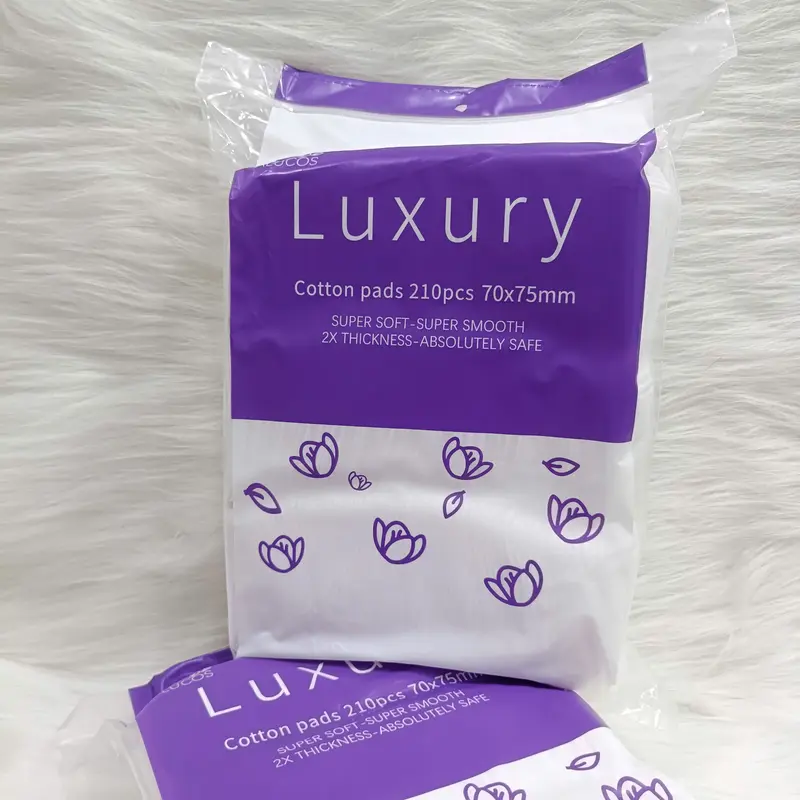 Bông Tẩy Trang Luxury 210 Miếng, 3 Lớp Mềm Mịn, Có Dập Viền, Bông Dai Hạn Chế Xơ Bông 3