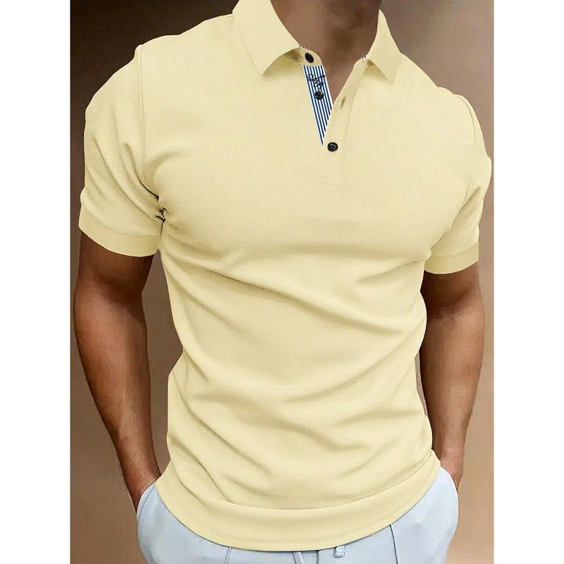 Manfinity Mode Men Letter Embroidery Detail Collar Polo Shirt, For Work Menswear Top Tropical Shortsleeve 0