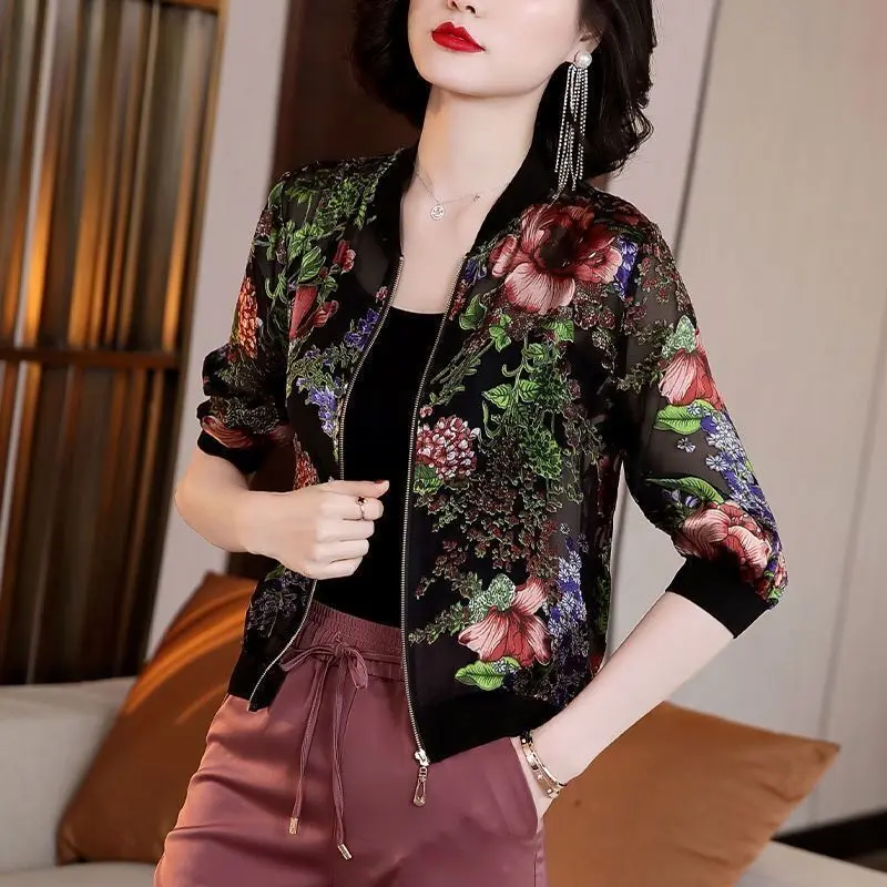 Áo Khoác Đồng Phục Bóng Chày, Thời Trang, Dành Cho Nữ, Chống Tia UV, Ngoại Cỡ, Dễ Phối Đồ, Voan Ngắn, Quần Áo Chống Nắng, Thích Hợp Mặc Ngoài Trời, Năm 2024