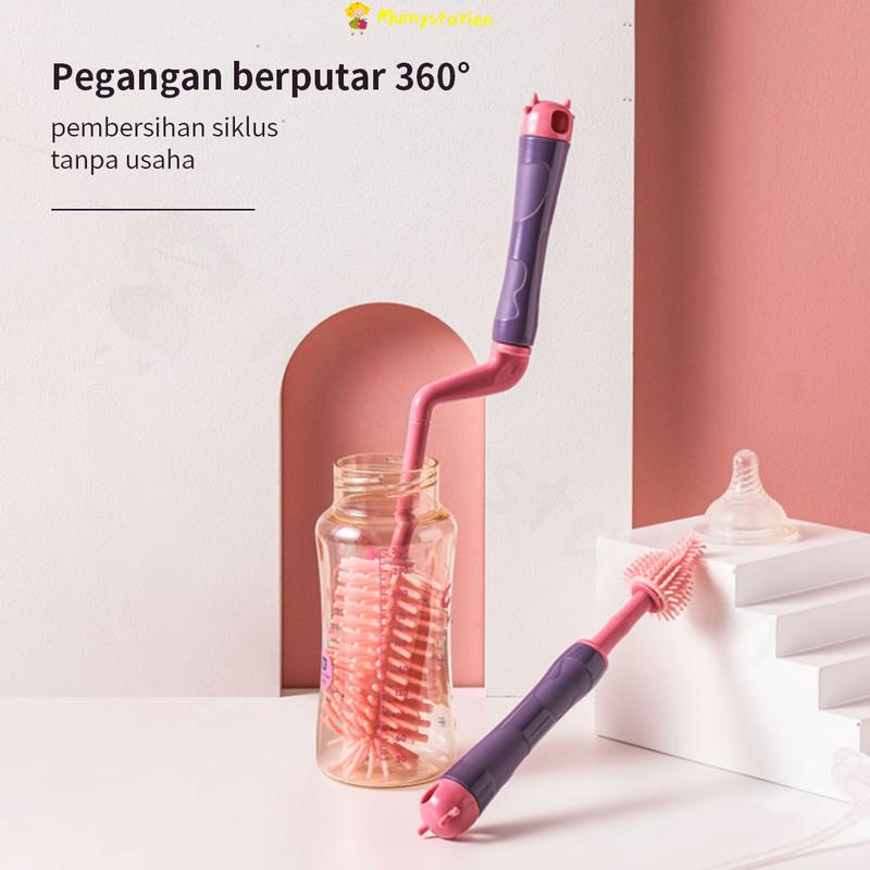 Product Introduction of Sikat Botol Susu Bayi / Pembersih Botol Susu 3in1 Blue Bottle Brush  Pink 20