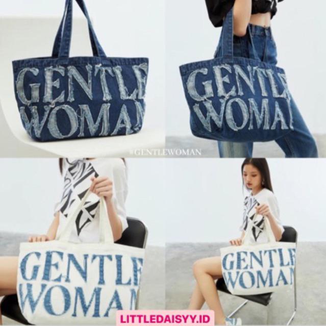 GENTLEWOMAN DENIM TOTE BAG PREMIUM KANVAS IMPORT WANITA / TAS TRENDING BANGKOK THAILAND TOTE BAG / TAS KULIAH KERJA Sekolah 1