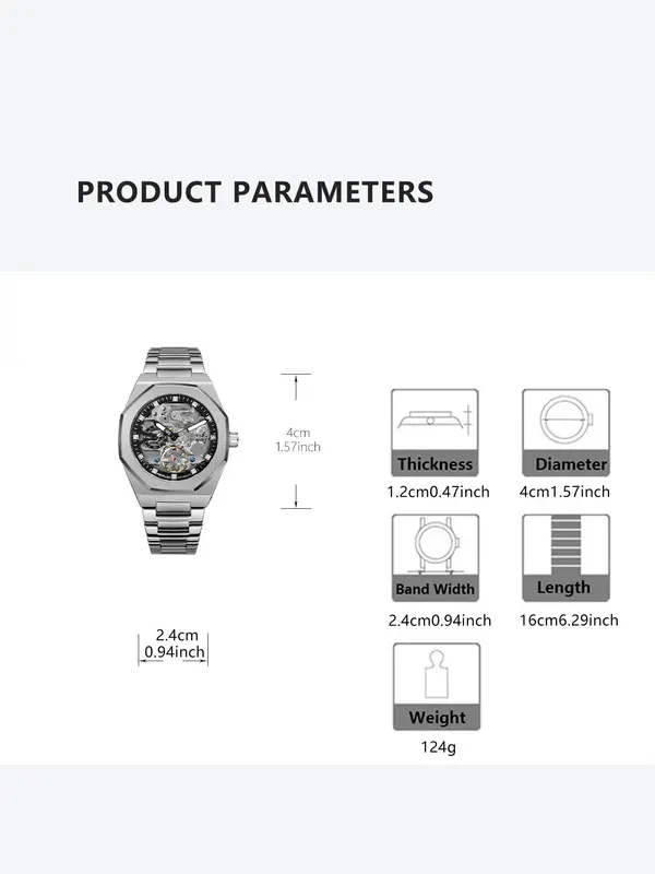 Men's Business Fashion Mechanical Watch, Fashion Watch, Trendy Watch for Daily Life, with Box 1