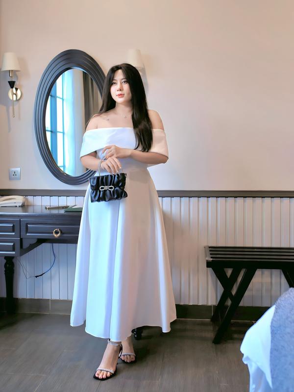 ĐẦM THIẾT KẾ BIGSIZE BẸT VAI TRƠN D362 (TÁO ĐỎ BIGSIZE 55-90KG) 4