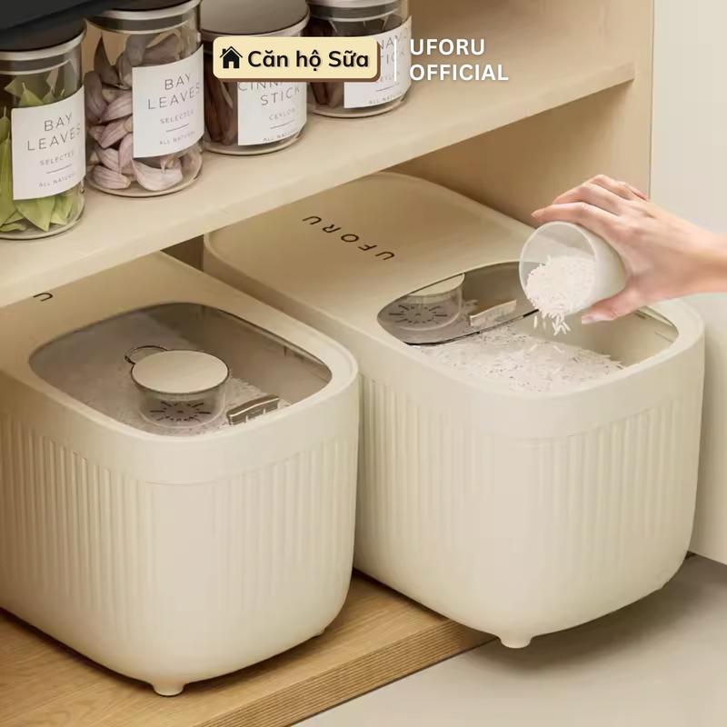 Thùng Đựng Gạo Nhà Bếp Thông Minh Chống Ẩm Mốc UFORU Nhiều Kích Cỡ 5kg 10kg 15kg - UF309
