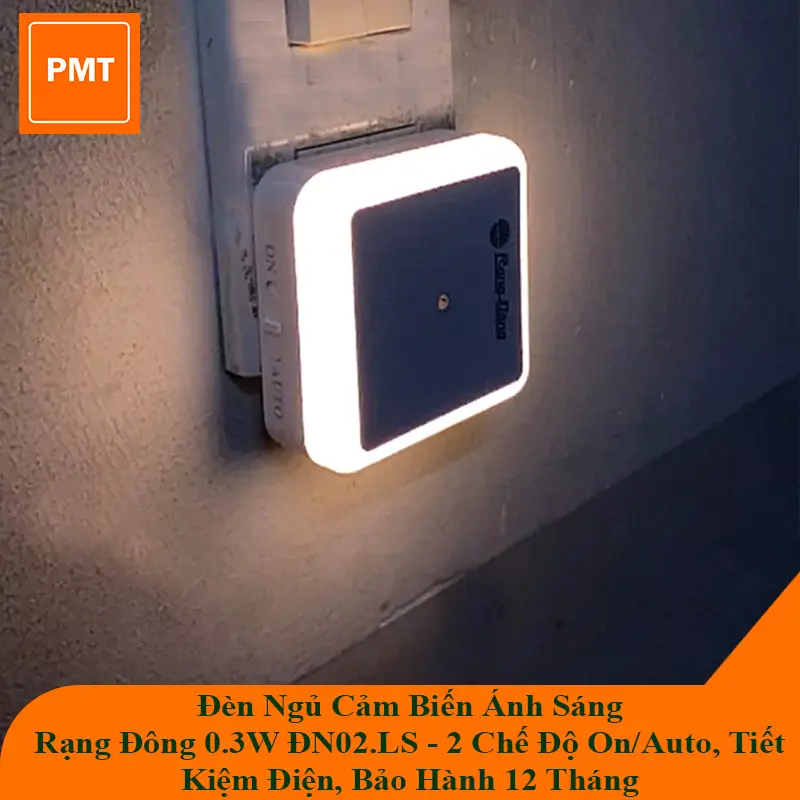 Đèn Ngủ Cảm Biến Ánh Sáng Rạng Đông 0.3W ĐN02.LS - 2 Chế Độ On/Auto, Tiết Kiệm Điện, Bảo Hành 12 Tháng