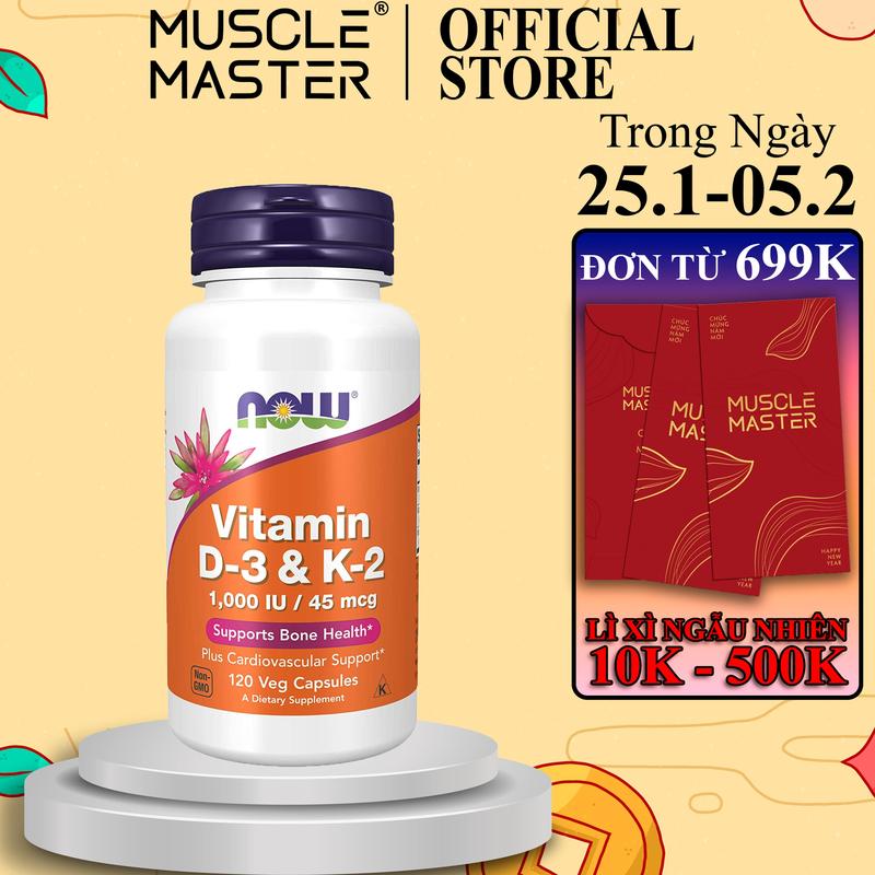 Thực Phẩm Bổ Sung NOW Foods Vitamin D3 + K2 120 Viên