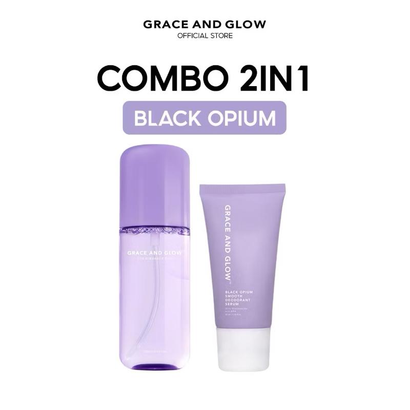 Combo 2in1 Body Mist và Lăn Khử Mùi, Xịt Dưỡng Tóc, Grace And Glow Black Opium 100ml