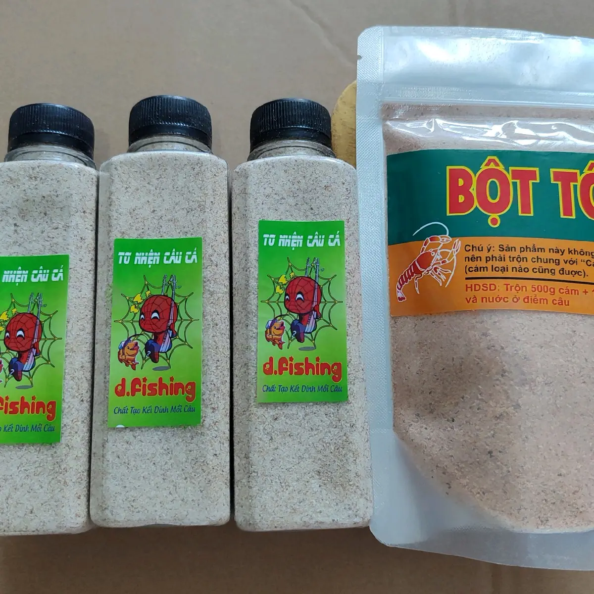Combo 3 chai tơ nhện + 200g bột tôm câu cá rô phi Fishing Bắt Cá mồi vuốt  Bi Đi Câu
