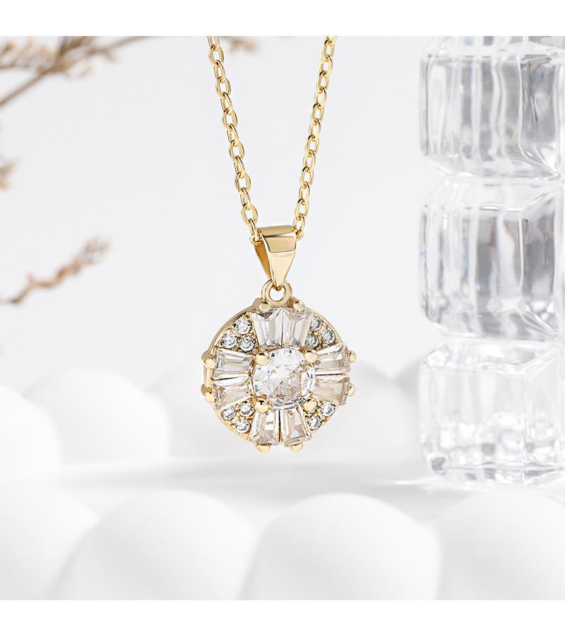 Product Introduction of Niche Clavicle Chain Ceiling! Rotating Zircon Flower Pendant Necklace for Women Light Luxury Temperament Non-Collision Ins Style Wear and Match Artifact 0