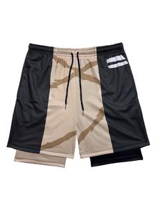 Men's Regular Fit 2 in 1 Graphic Print   Shorts, Casual Breathable Quick Drying Shorts for Gym Workout Running, Mens Sport & Outdoor Clothing for Summer