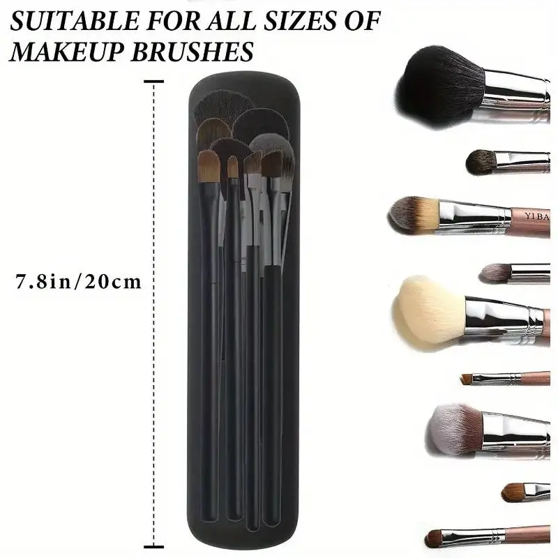 Random Color Silicone Makeup Brush Storage Bag, 2 Counts Soft Waterproof Makeup Brush Travel Holder, Magnetic Portable Cosmetic Bag for Indoor & Outdoor 1