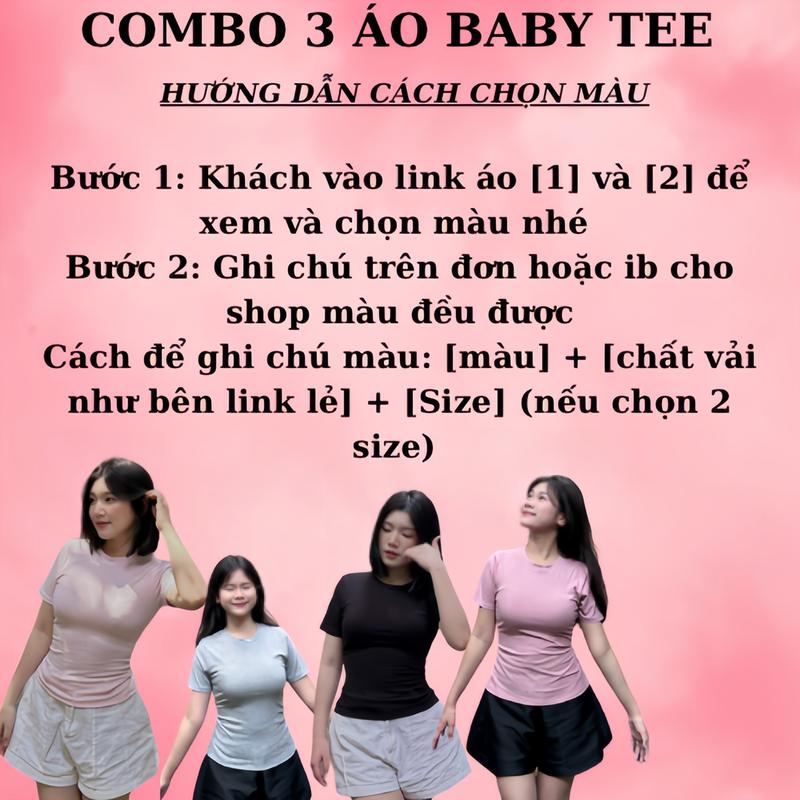 COMBO 3 ÁO RẺ HƠN KHI MUA LẺ Áo Baby tee - Ôm body - 45kg đến 80kg