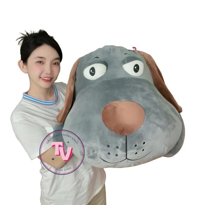 Gấu Bông Chó Mũi Tim Kích Thước 1m2 Màu Nâu Cam/Xám Siêu Dễ Thương Thú Nhồi Bông Đồ Chơi Mềm Mịn Thú Bông Vải Miniso Cao Cấp