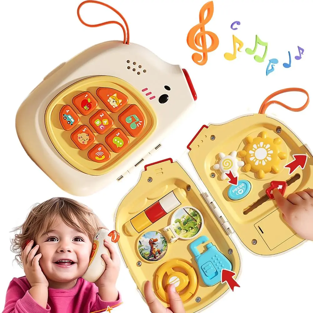 2 in 1 Elephant Design Phone Toy with Music, 1 Count Cartoon Simulation Phone for Hand Eye Coordination, Fine Motor Skills Toy, Baby Toys