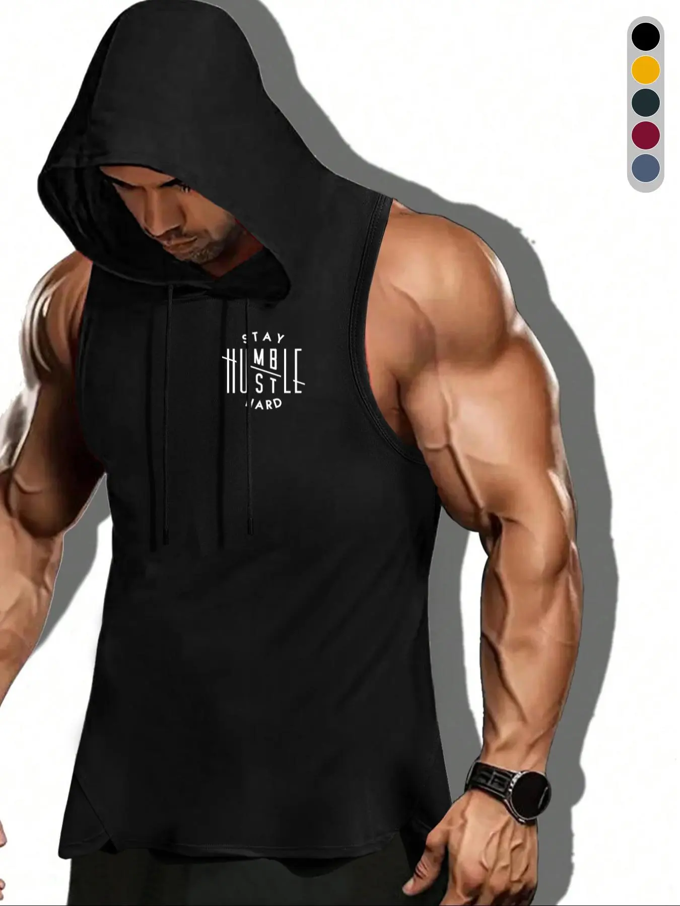 Men's Regular Fit Letter Print Hooded Tank Top, Casual Comfy Breathable Sleeveless Top for Summer, Men's Clothes for Daily Wear, Vest